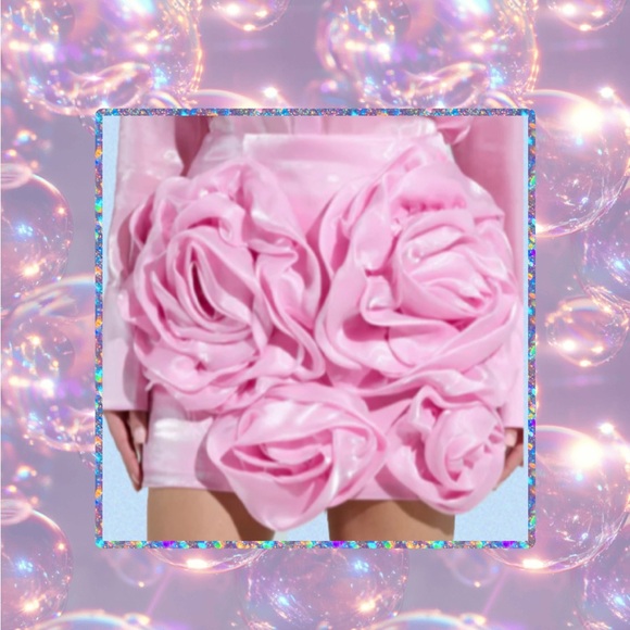 Akira by Azalea Wang Iridescent Light Pink Organza 2 Piece 3D Rosette Set! 1X - Picture 4 of 8